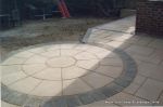 Marshall's Firestone paving with circle feature and Tegula edging