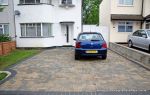 New driveway installed using Marshall's Driveline 50 paving in the pewter colour with contrasting charcoal border