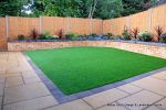 Artificial lawn stays green all year round and there's no mowing 