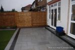 New Granite patio and path installed with contrasting dark coulour band