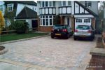 New driveway installed using Marshall's Tegula paving with contrasting charcoal border
